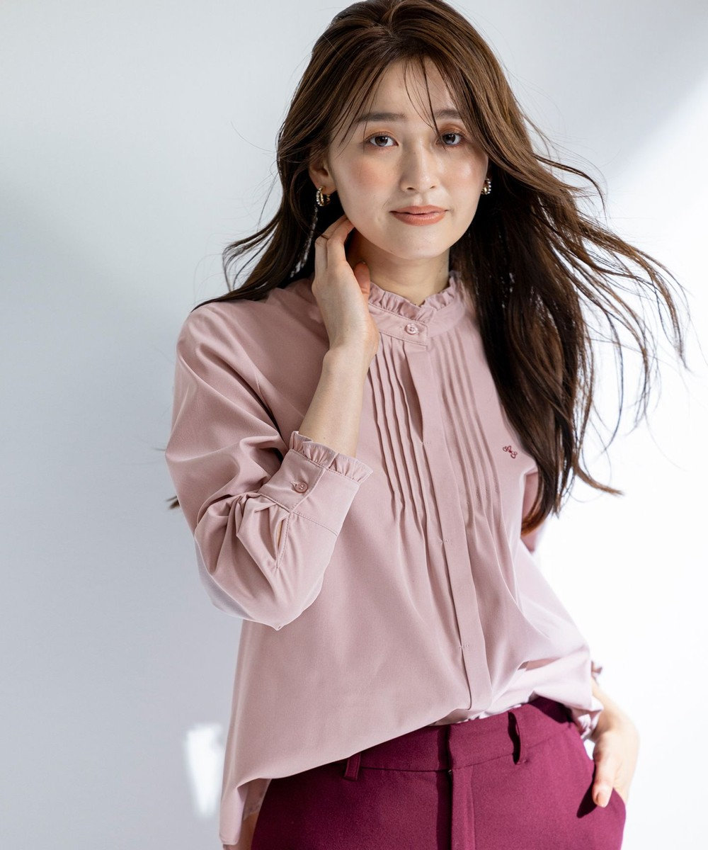 ANY SIS S ピンタックフリル シャツ 