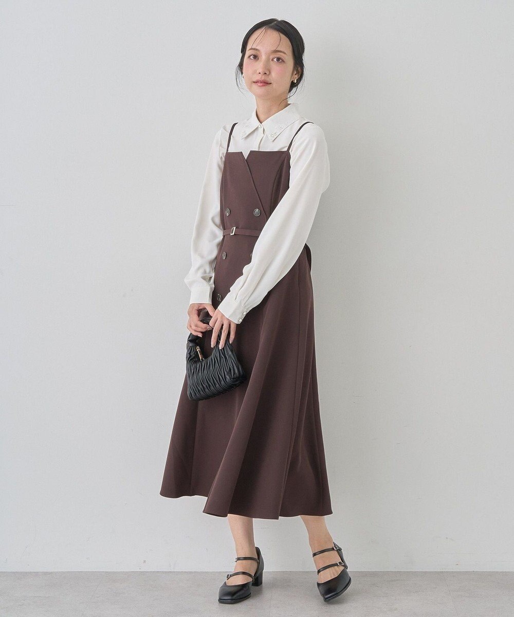 earth music&ecology 襟ビジューブラウス 