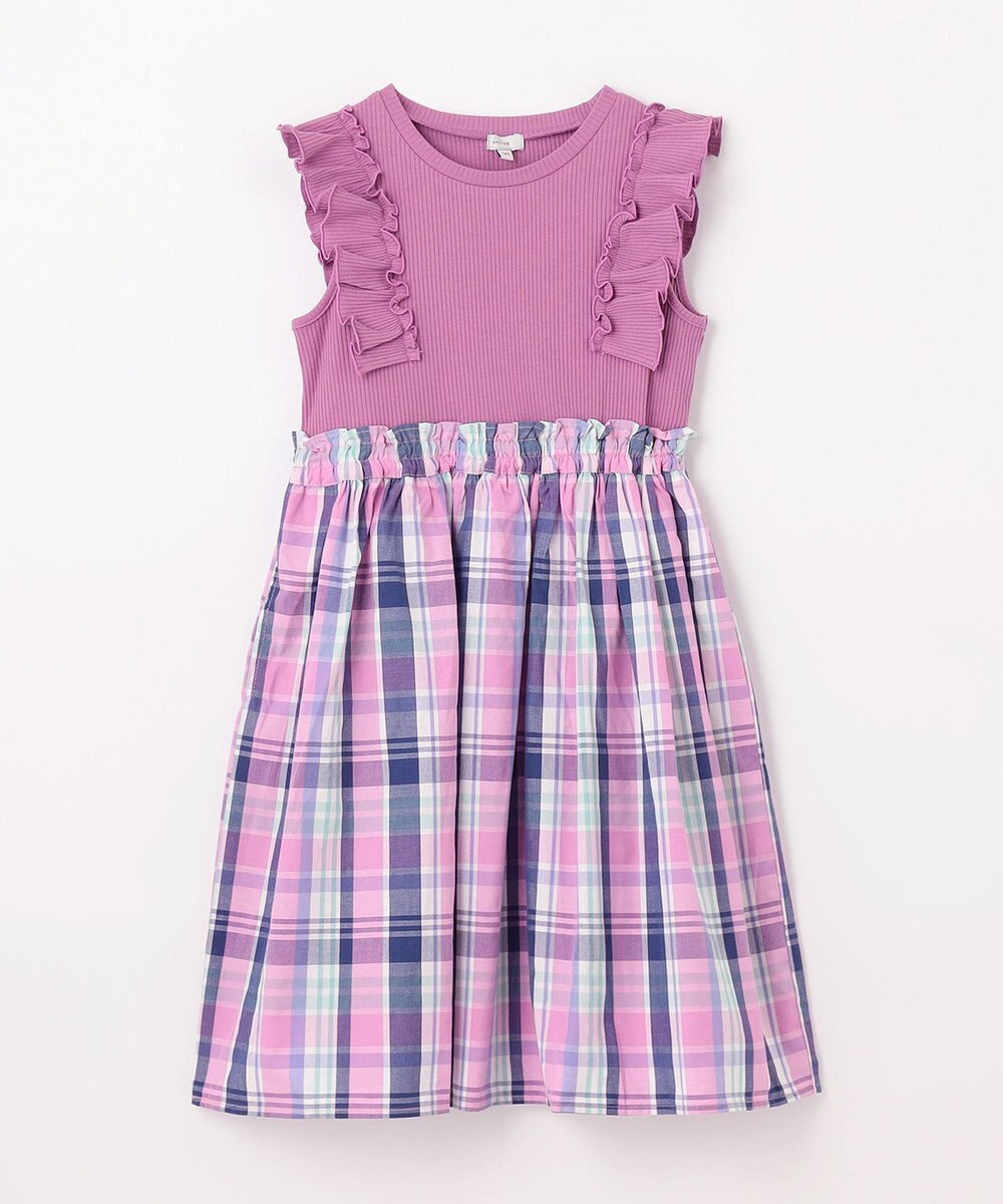 ANY KIDS チェック ドッキング ワンピース 