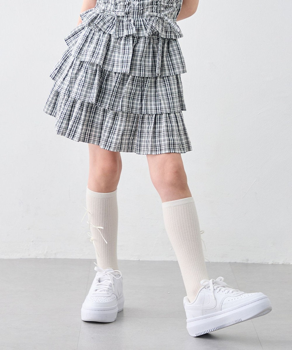 ANY KIDS 【洗濯機可能】ティアード チェックスカパン 