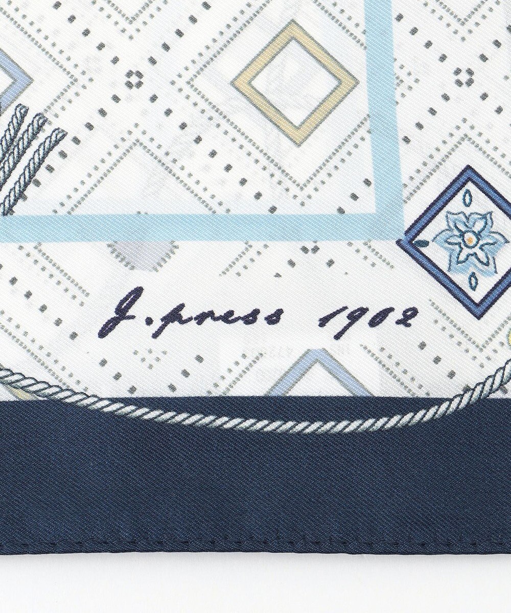 J.PRESS LADIES azulejoスクエアプリント スカーフ 