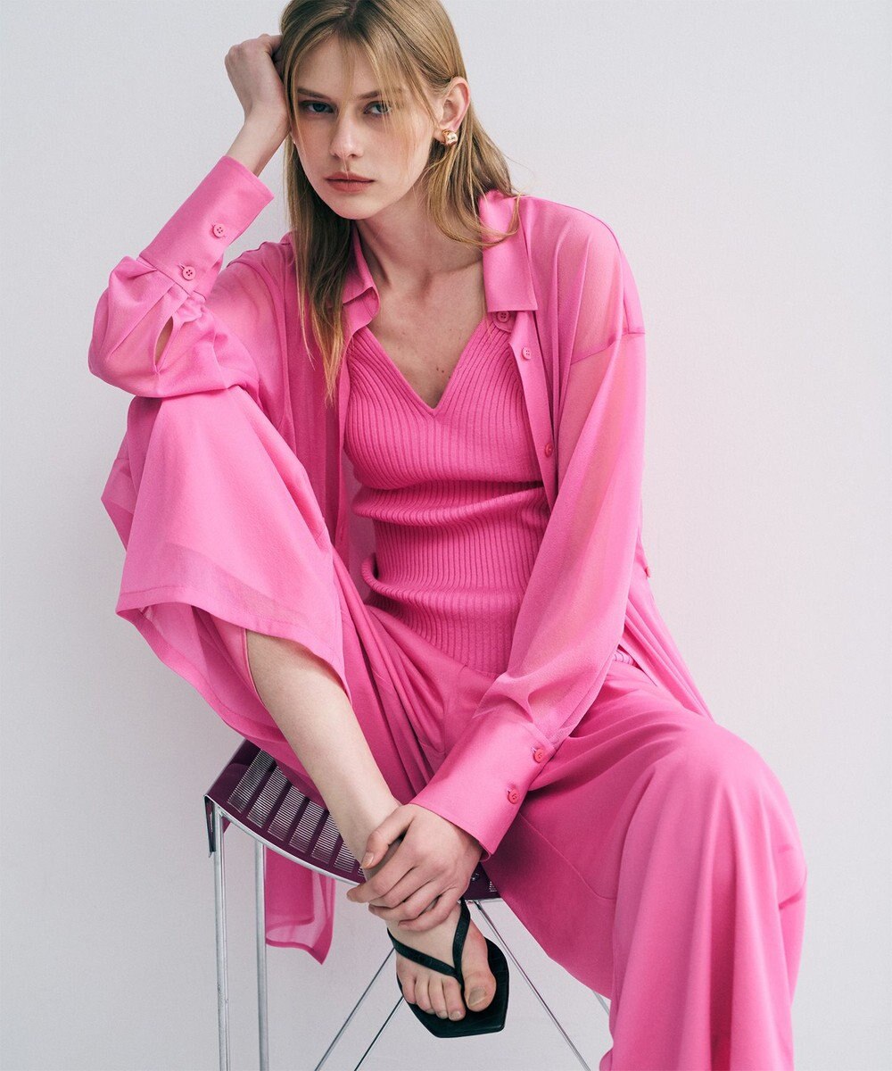 uncrave トリコットシフォン ギャザーパンツ 