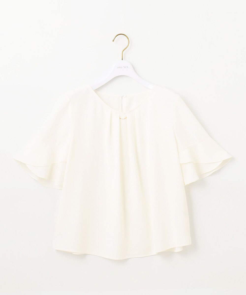 ANY SIS L 【洗える】ラッフルフレアビジュー ブラウス 