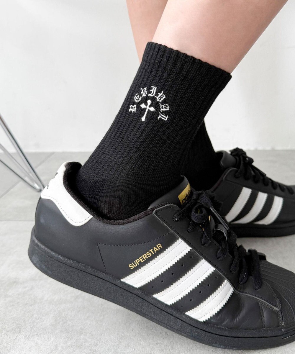 WEGO クロス刺繍ロゴソックス 