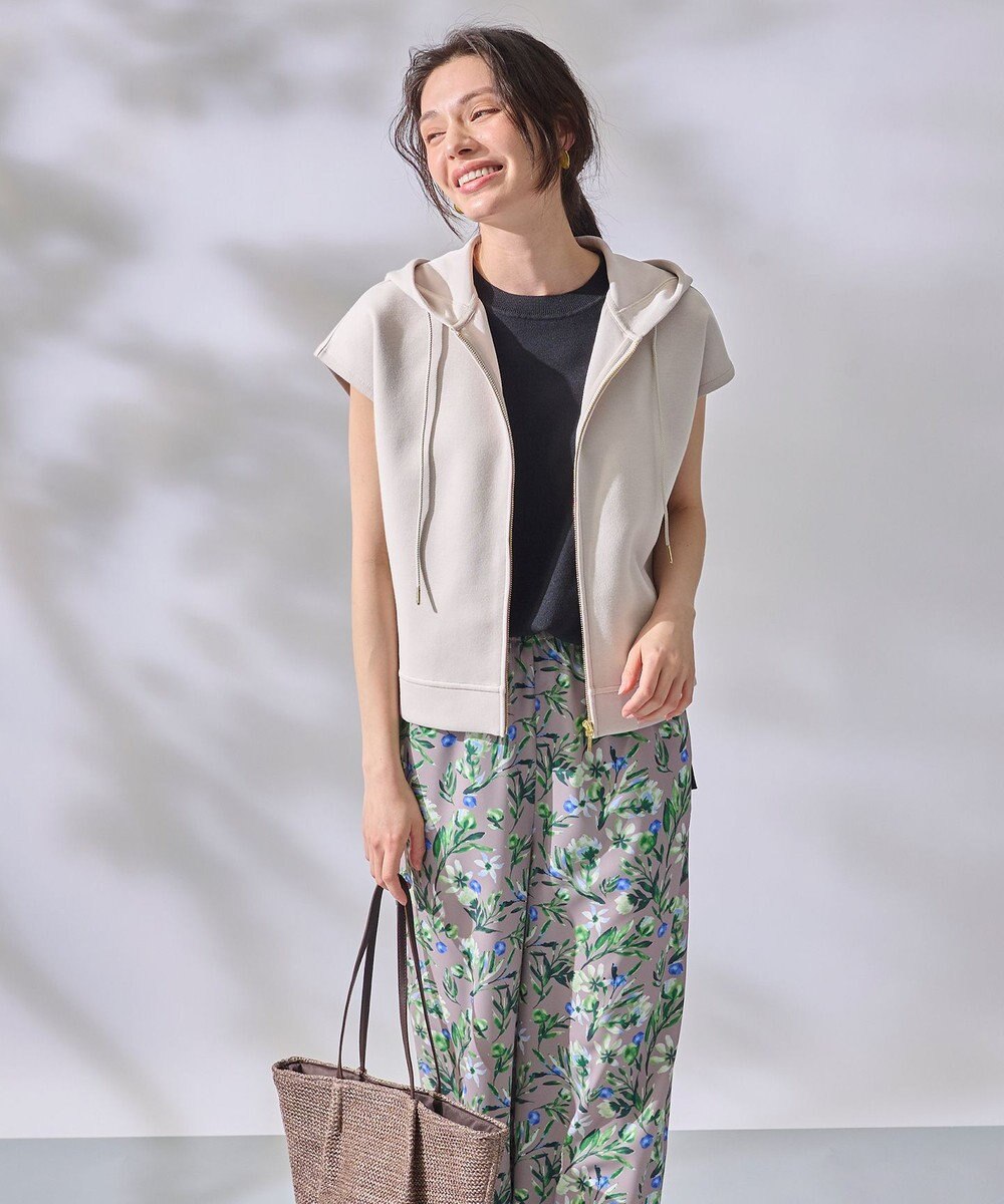 ANY L 【洗濯機可】ダンボールフレンチスリーブ ジップアップパーカー 