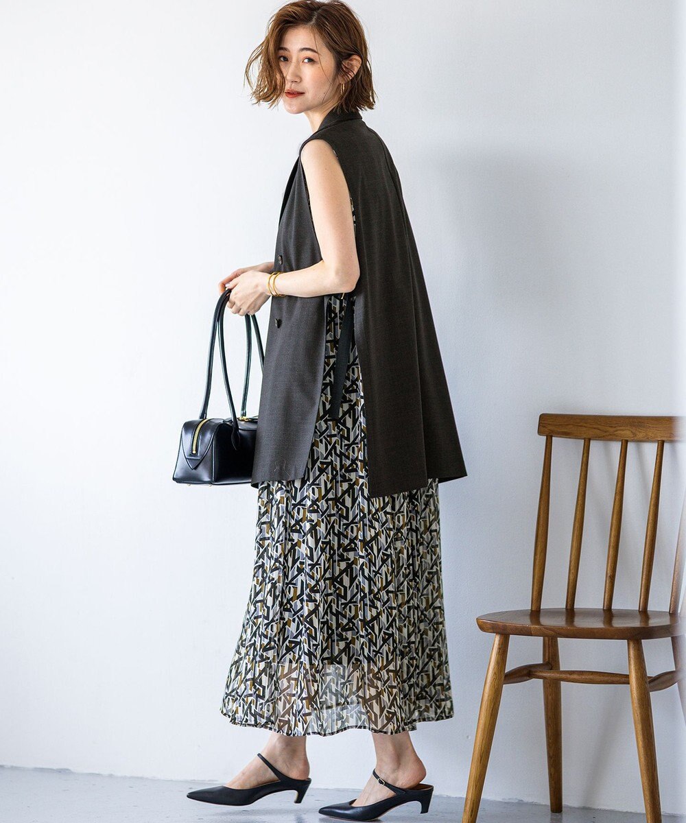 23区 L 【洗える】TWマットクロス テーラード ジレ 