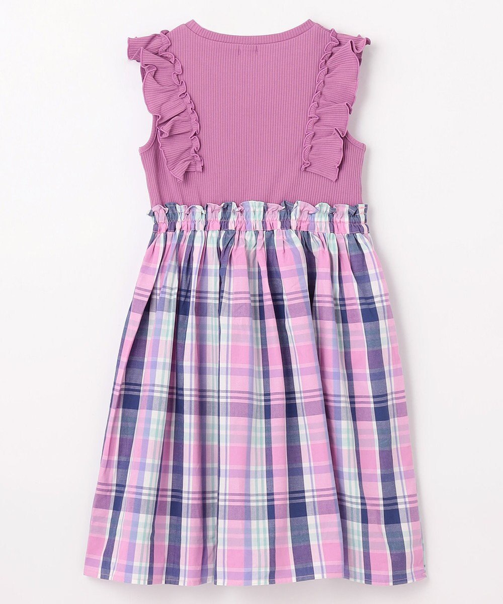 ANY KIDS チェック ドッキング ワンピース 