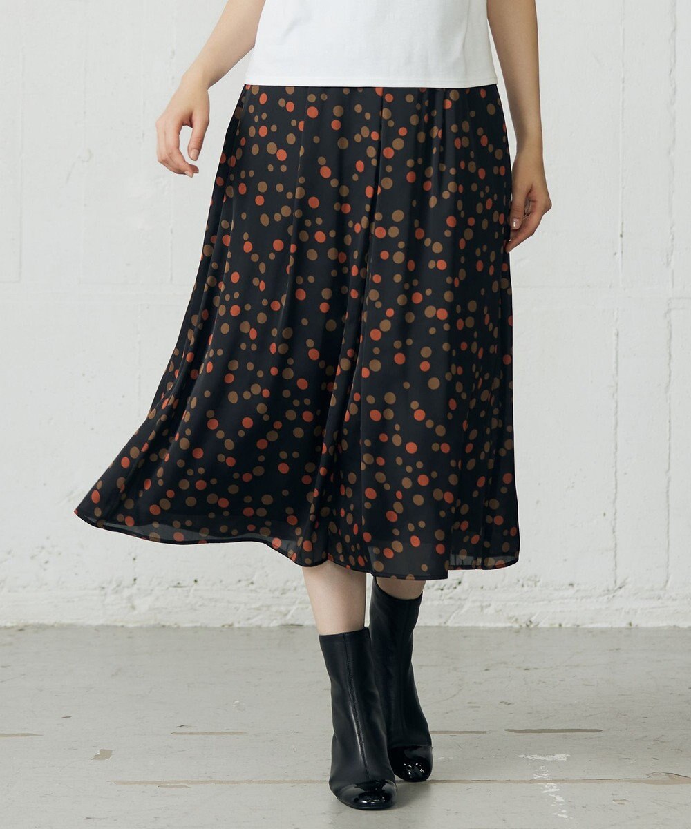 自由区 L マルチポルカドットプリント スカート 