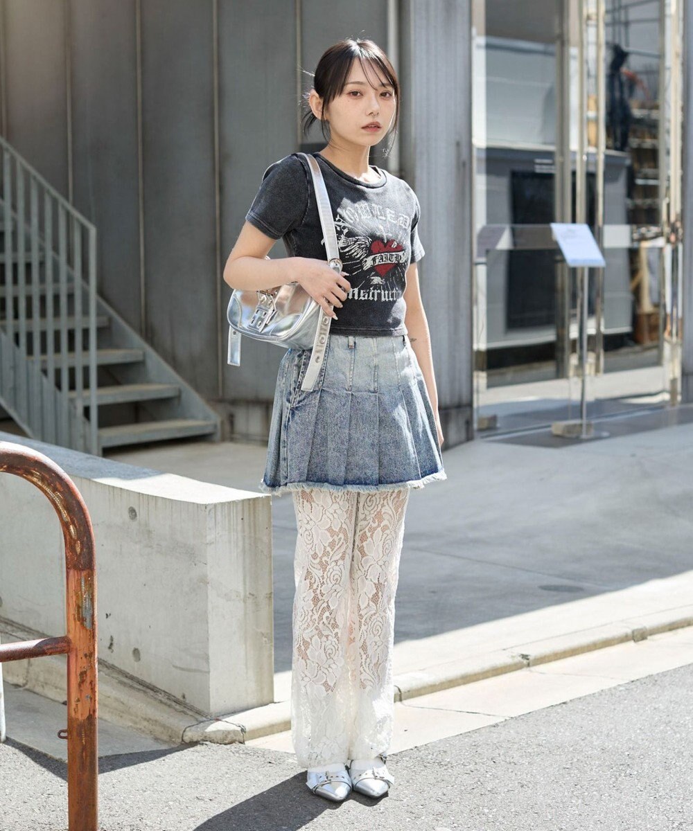 WEGO ヴィンテージウォッシュグラフィックリブT 