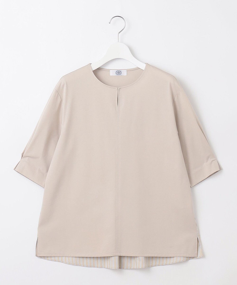 J.PRESS LADIES L プレーティングジャージー ブロッキング カットソー 