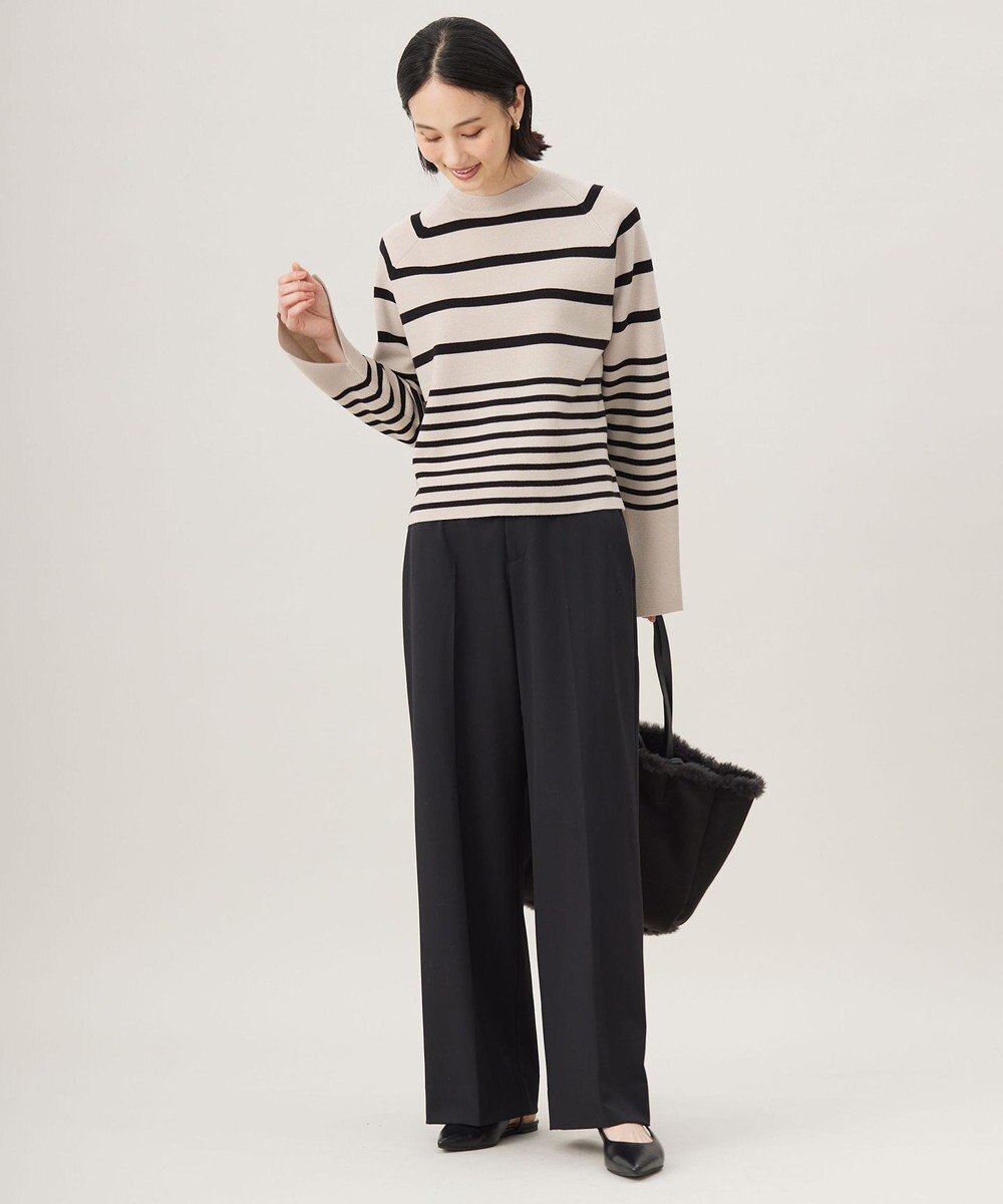 自由区 【スタイリストコラボ・洗える】ウールミラノボーダー ニット 