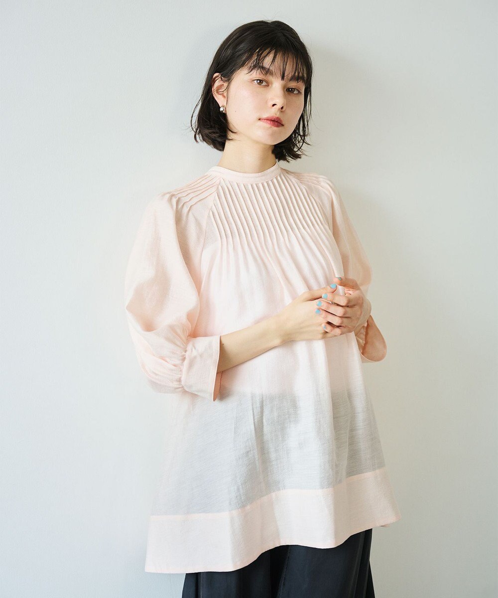 #Newans 【金子綾さんインスタライブご紹介アイテム】（前後着用可能）ピンタックシアーブラウス 