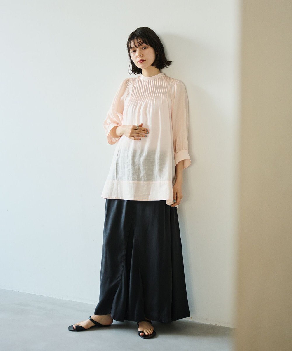 #Newans 【金子綾さんインスタライブご紹介アイテム】（前後着用可能）ピンタックシアーブラウス 