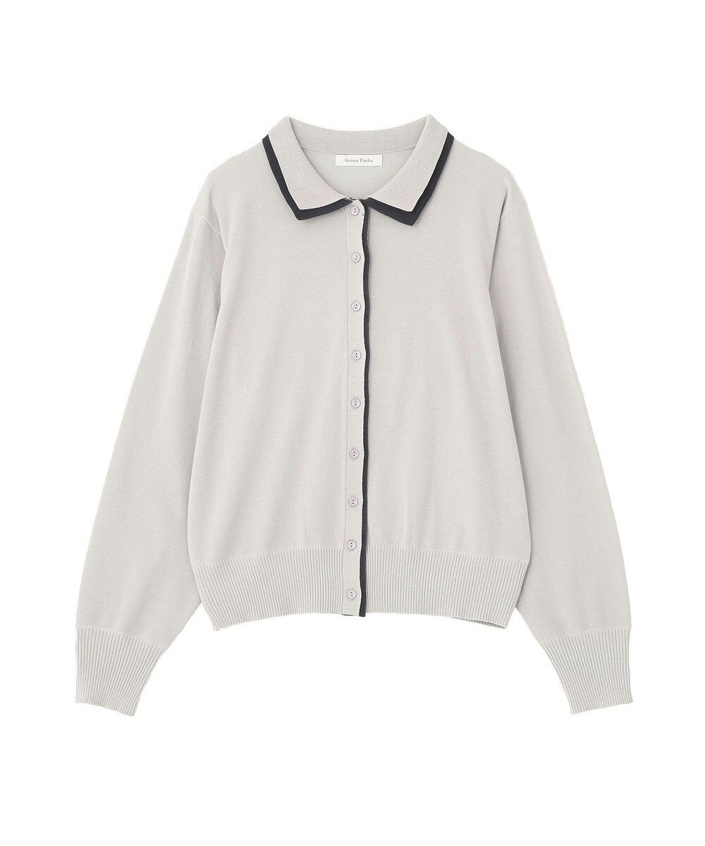 Green Parks ここちニット衿付き配色プルオーバー 