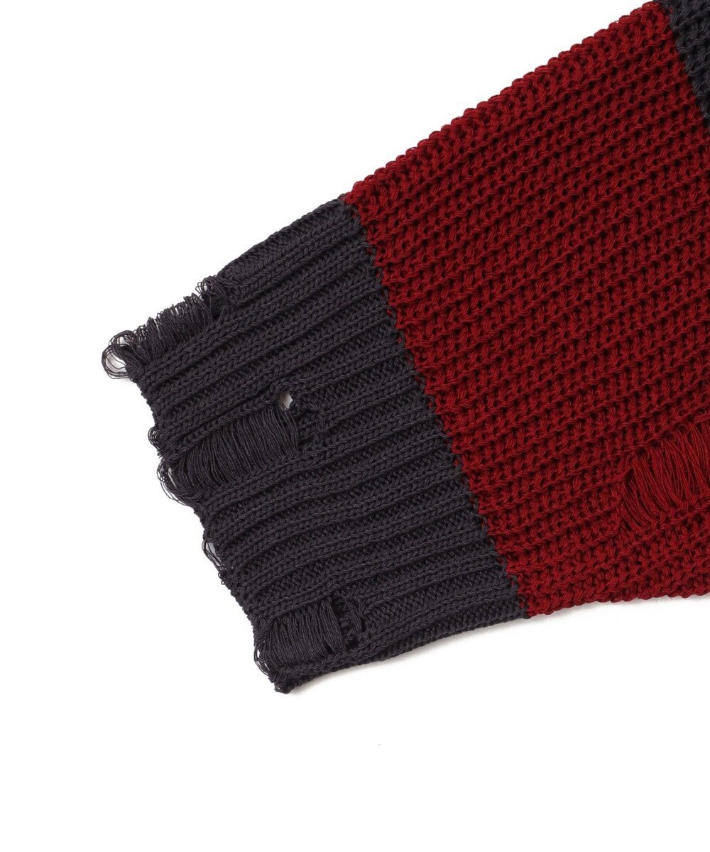 WEGO ボーダーダメージニットプルオーバー 