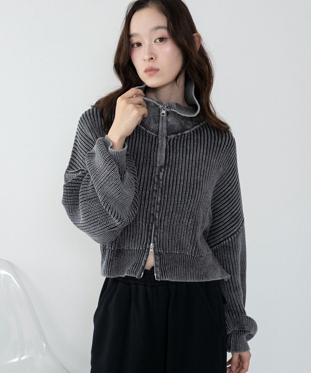 WEGO ダブルジップショートニットブルゾン 