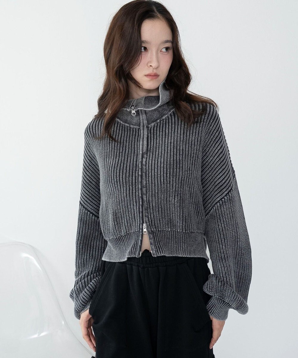 WEGO ダブルジップショートニットブルゾン 