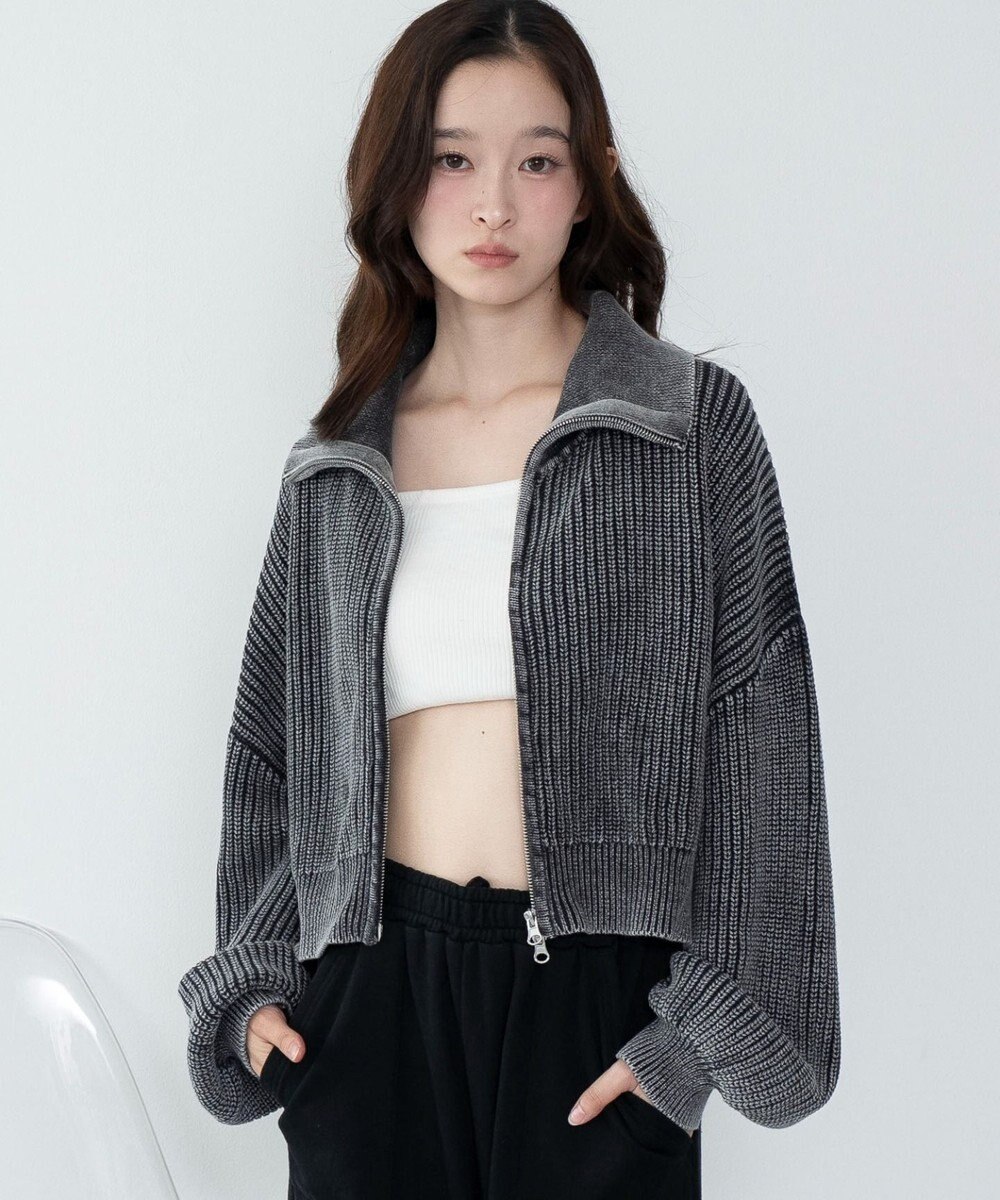 WEGO ダブルジップショートニットブルゾン 