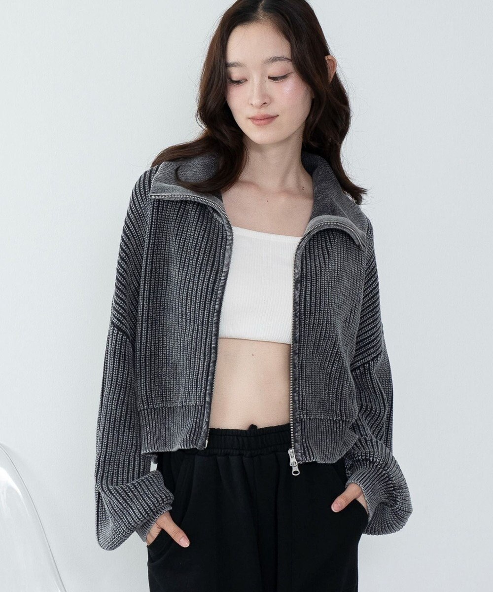 WEGO ダブルジップショートニットブルゾン 