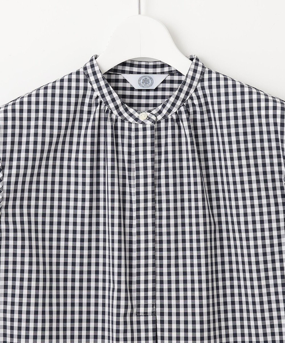 J.PRESS LADIES 【洗える・接触冷感・UVカット】エステネージュストライプ バンドカラーブラウス 