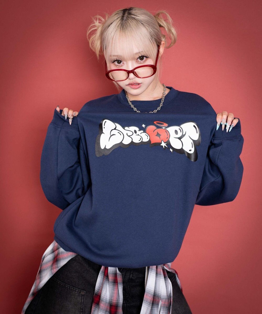 WEGO 【ユニセックス着用ITEM/MLサイズ展開】ハートモチーフプルオーバー 