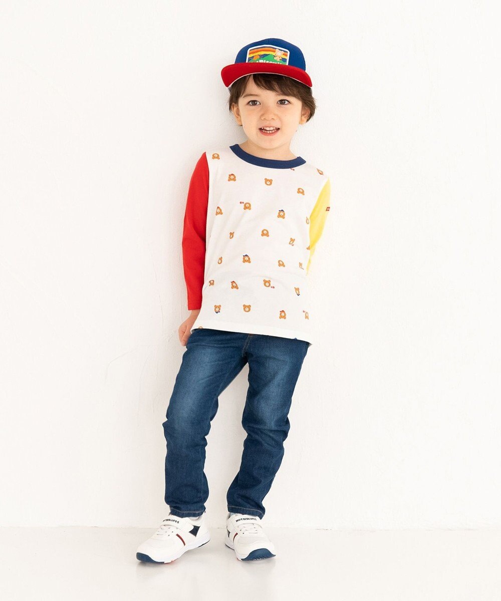 MIKI HOUSE HOT BISCUITS 【70-120cm】 ビーンズ総柄 長袖Ｔシャツ 