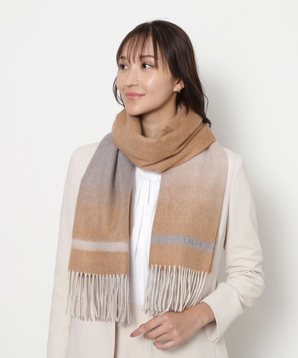 MOONBAT FURLA(フルラ）カシミヤ100％ カラーブロック オンブレー ストール 