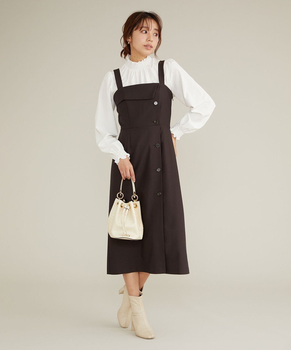 Feroux 【古畑星夏さん着用・セットアイテム】刺繍ポイント ニット × ジャンパー スカート 