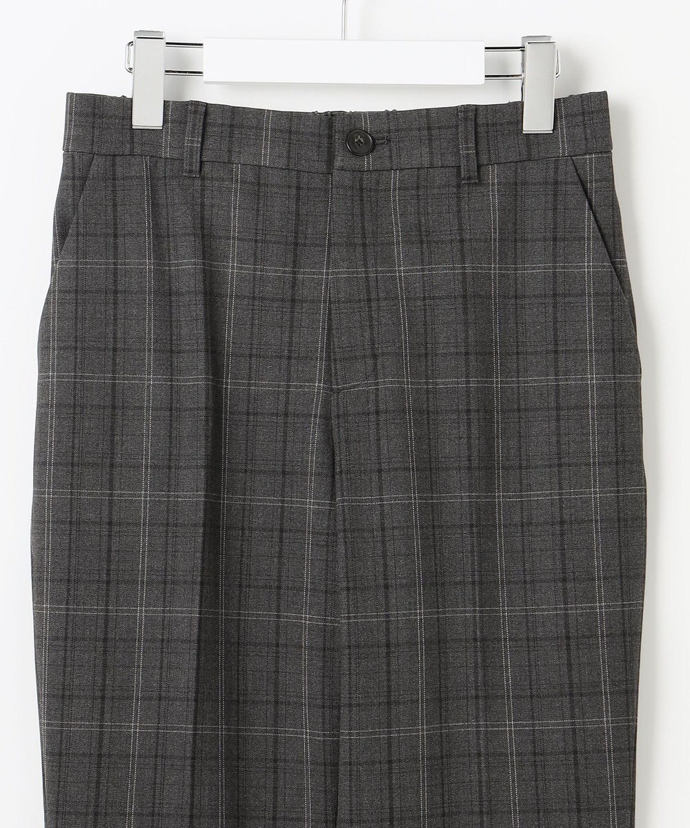 自由区 L 【19号サイズまで展開】TRギャバ裏起毛チェック柄テーパード パンツ 