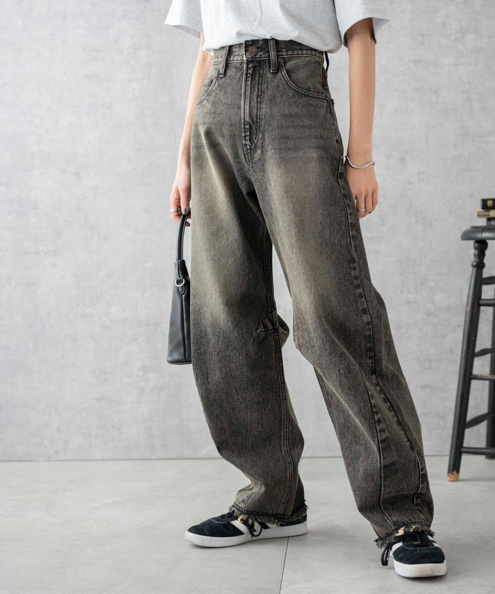 WEGO ヴィンテージウォッシュカーブデニムパンツ 