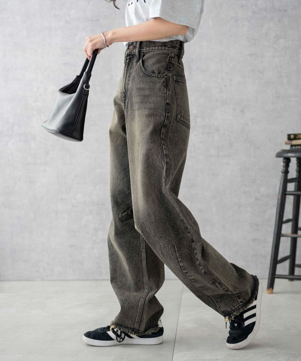 WEGO ヴィンテージウォッシュカーブデニムパンツ 