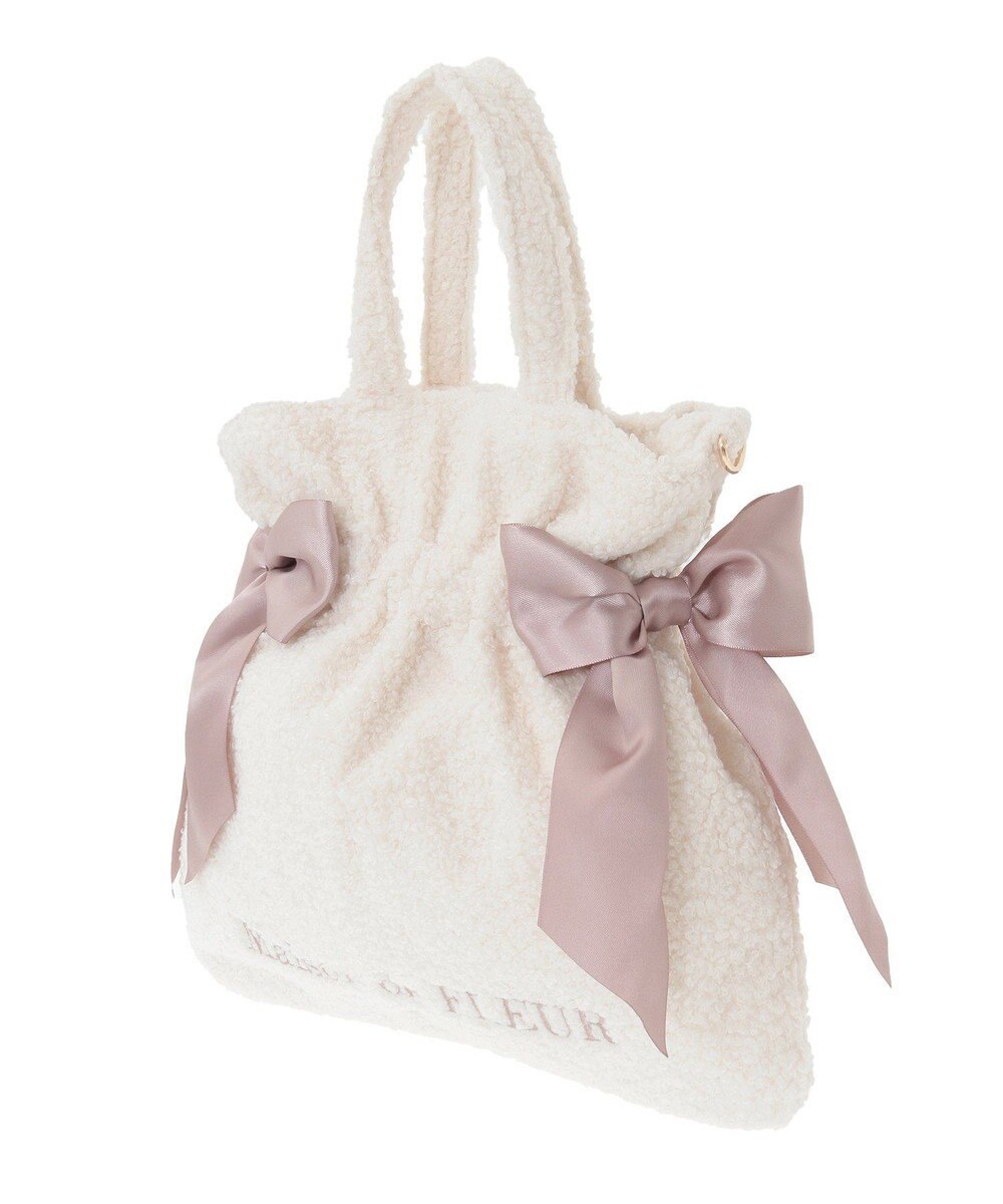 Maison de FLEUR ボアダブルリボン2Wayトートバッグ 