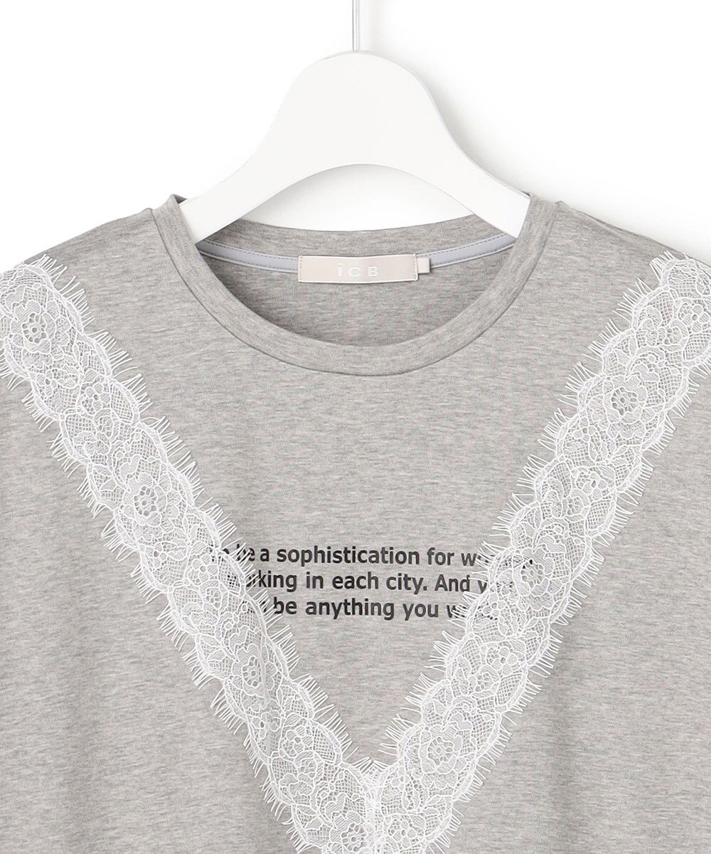 ICB L レースコンビ ロゴTシャツ 