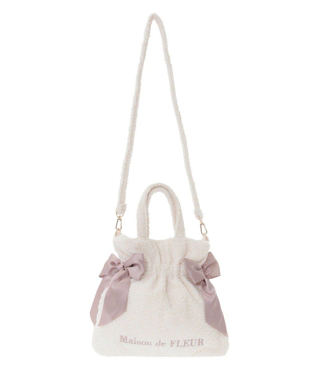 Maison de FLEUR ボアダブルリボン2Wayトートバッグ 