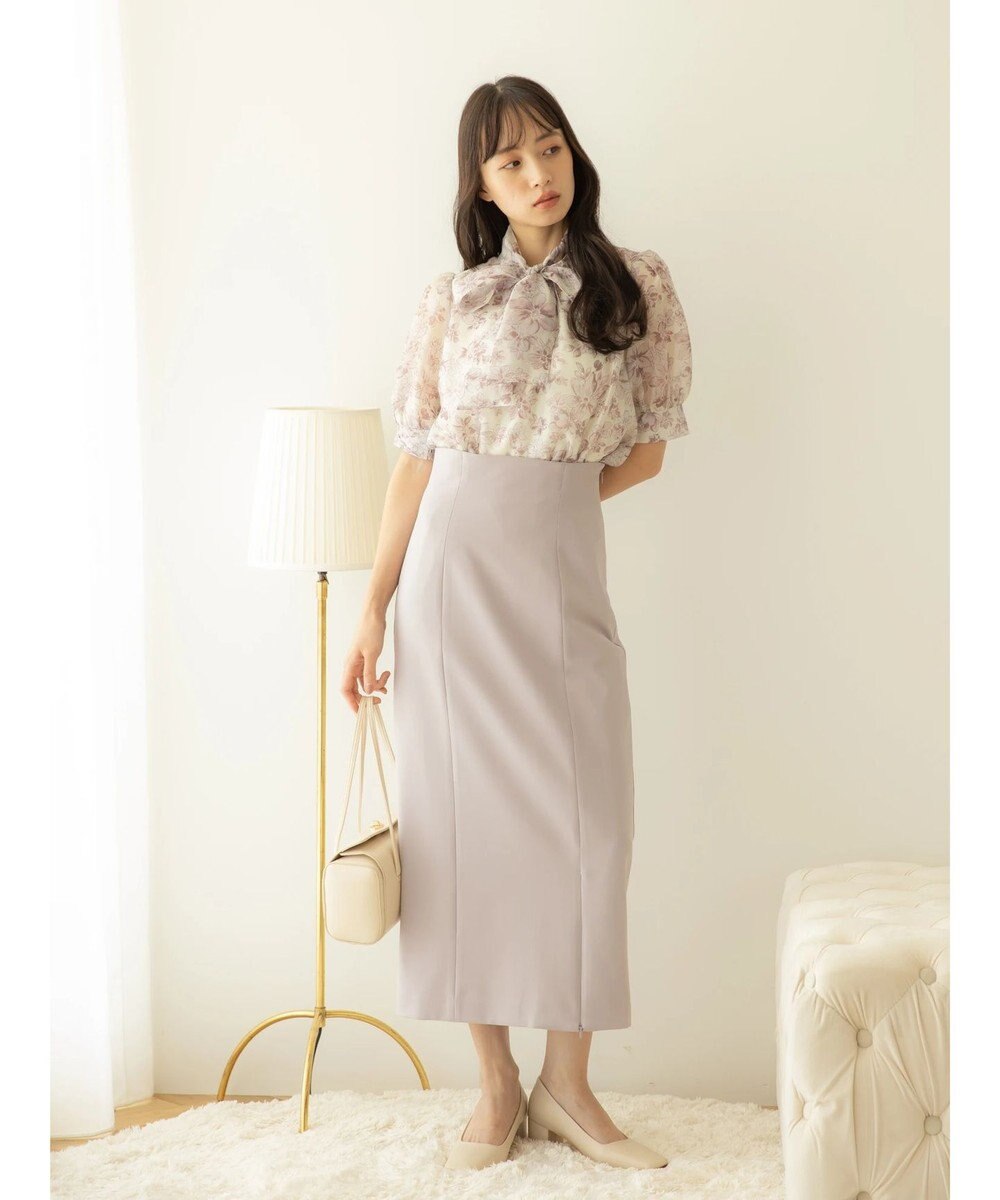 earth music&ecology フラワー柄シアーパフブラウス 