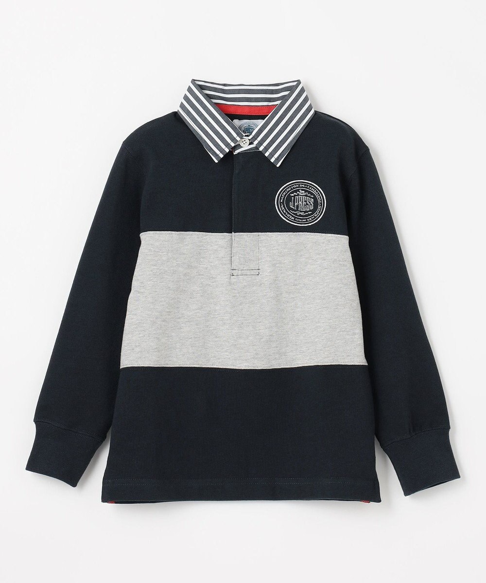 J.PRESS KIDS 【110-130cm】襟ストライプ ブロッキングポロシャツ 