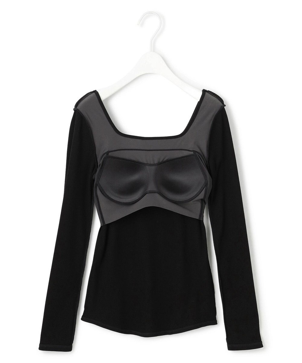 ICB 【洗える】【OUR WACOAL コラボ】カップイン スクエアネックロングTシャツ 