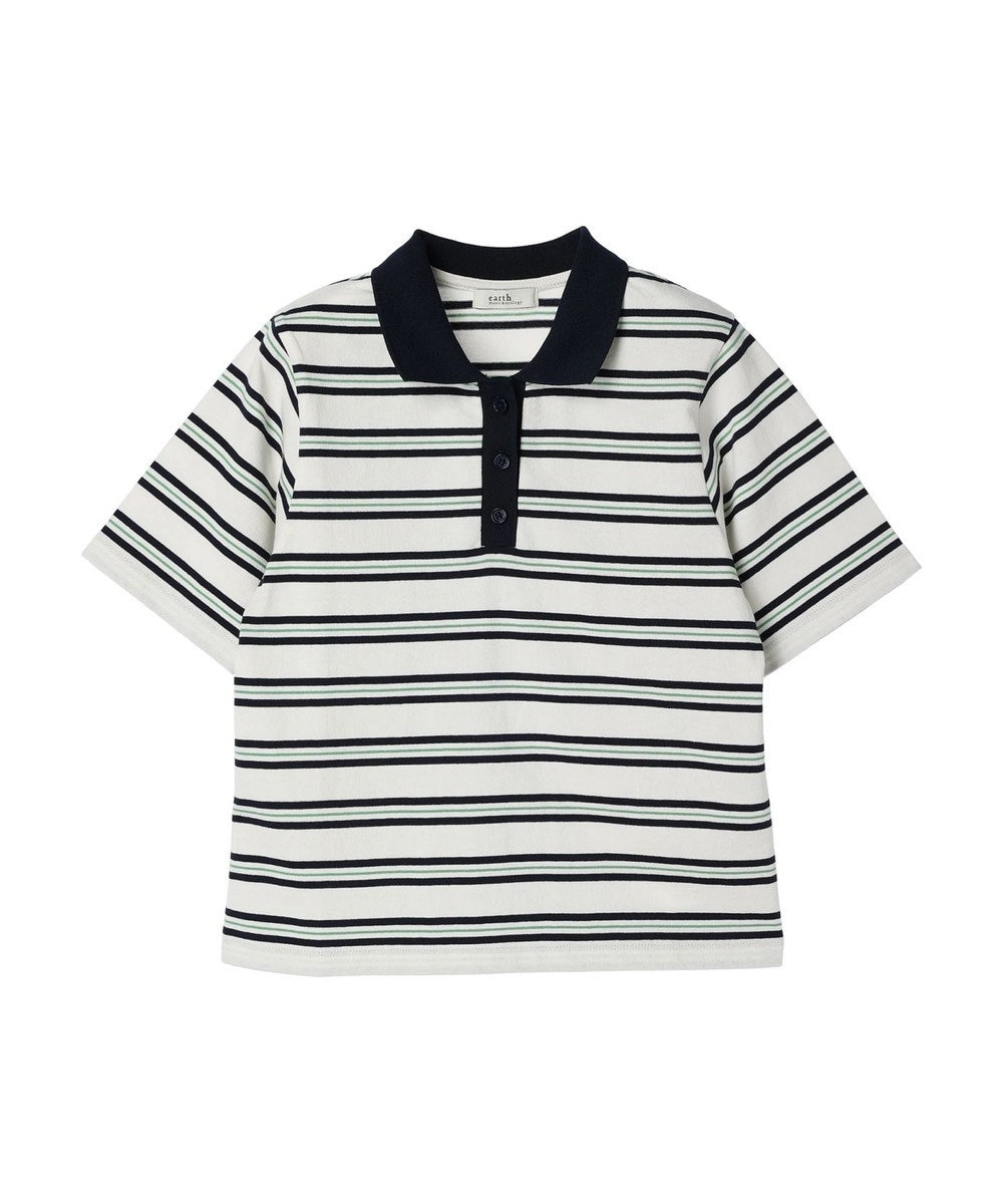 earth music&ecology 襟付きボーダープルオーバー 