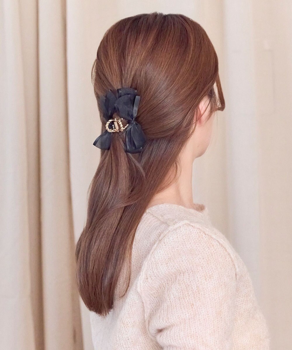 Phoebe ミディアムオーガンジーリボンバンスクリップ 