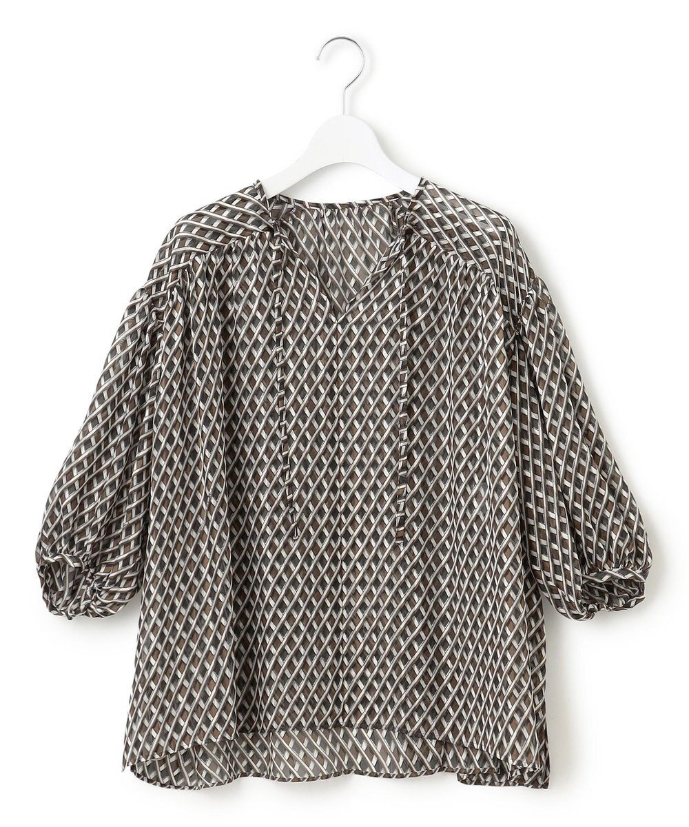 23区 L 【洗える】Ratti コラージュプリント ギャザー ブラウス 