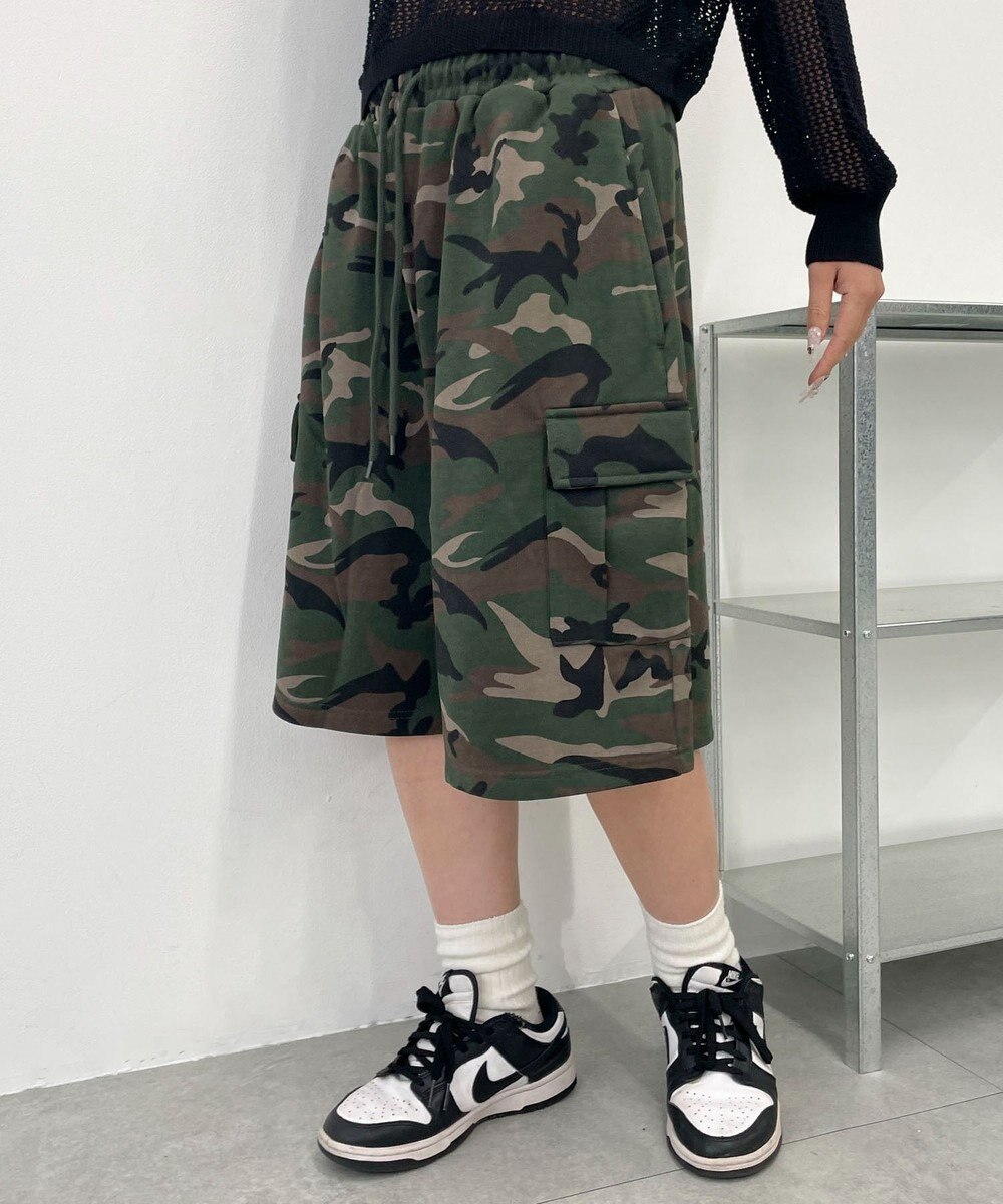 WEGO 【ウエストゴム】スウェットカーゴハーフパンツ 