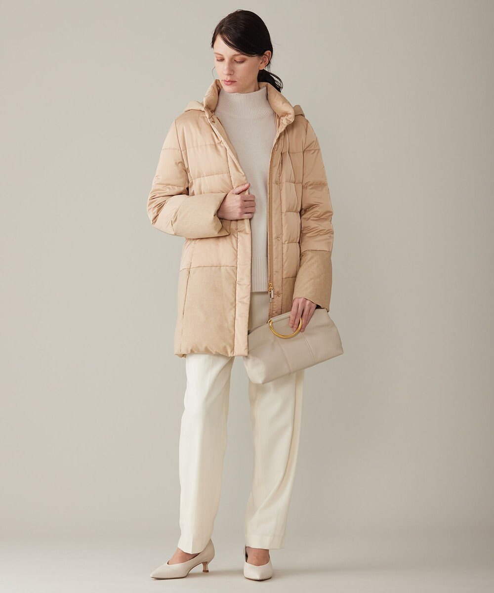 自由区 S 【撥水加工・洗える】ブライトダウンフード付き ダウンコート 