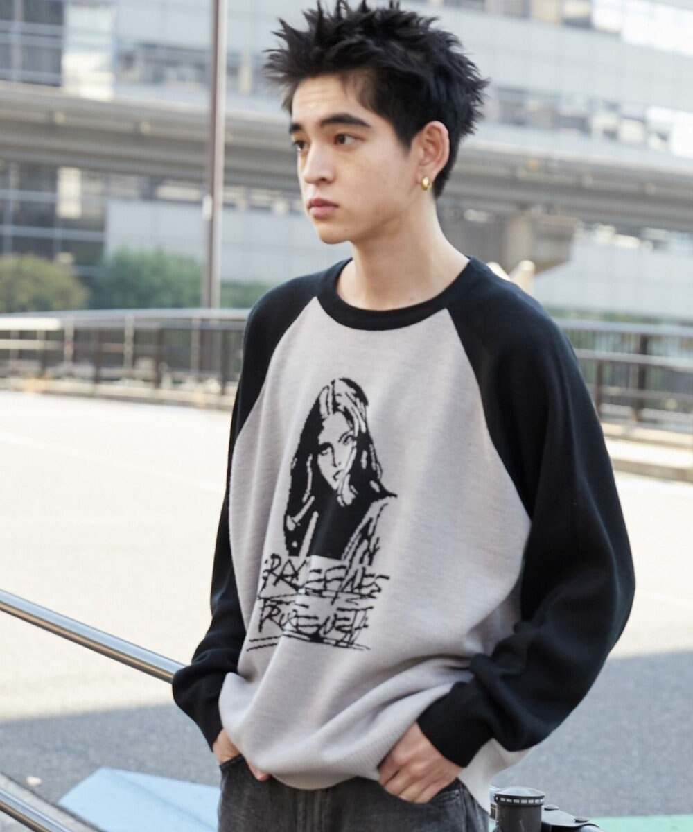 WEGO ラグランジャガードグラフィックプルオーバー 