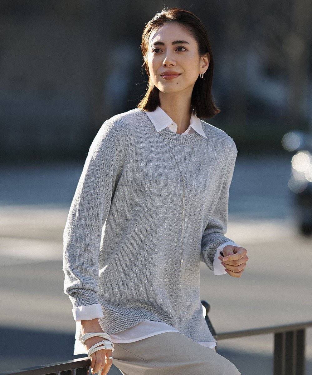 ICB L グロッシーペーパーブレンド クルーネックプルオーバー 