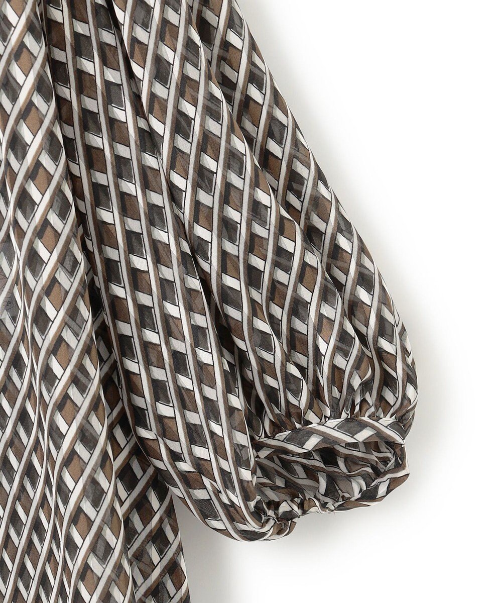 23区 L 【洗える】Ratti コラージュプリント ギャザー ブラウス 