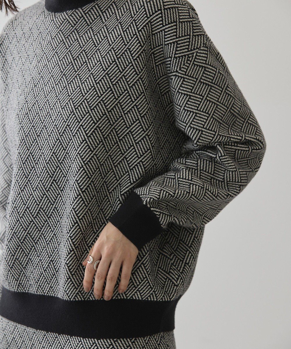 AMERICAN HOLIC バイパチ幾何学柄ニットプルオーバー 