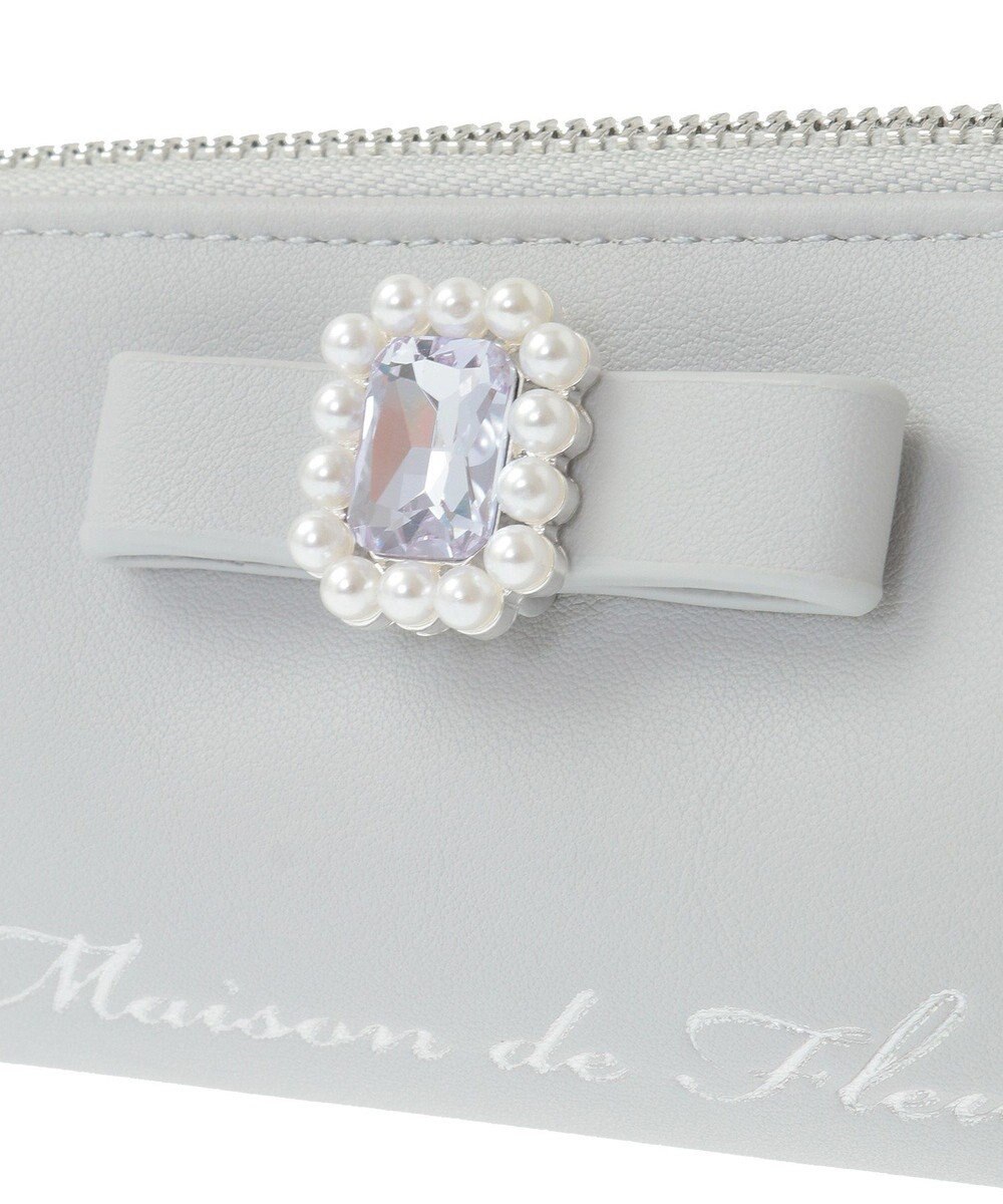 Maison de FLEUR パールビジュー合皮リボンロングポーチ 