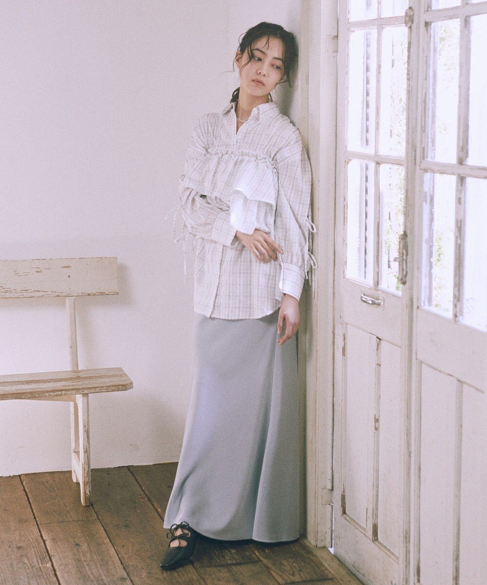 earth music&ecology サテンフリルマーメイドスカート 