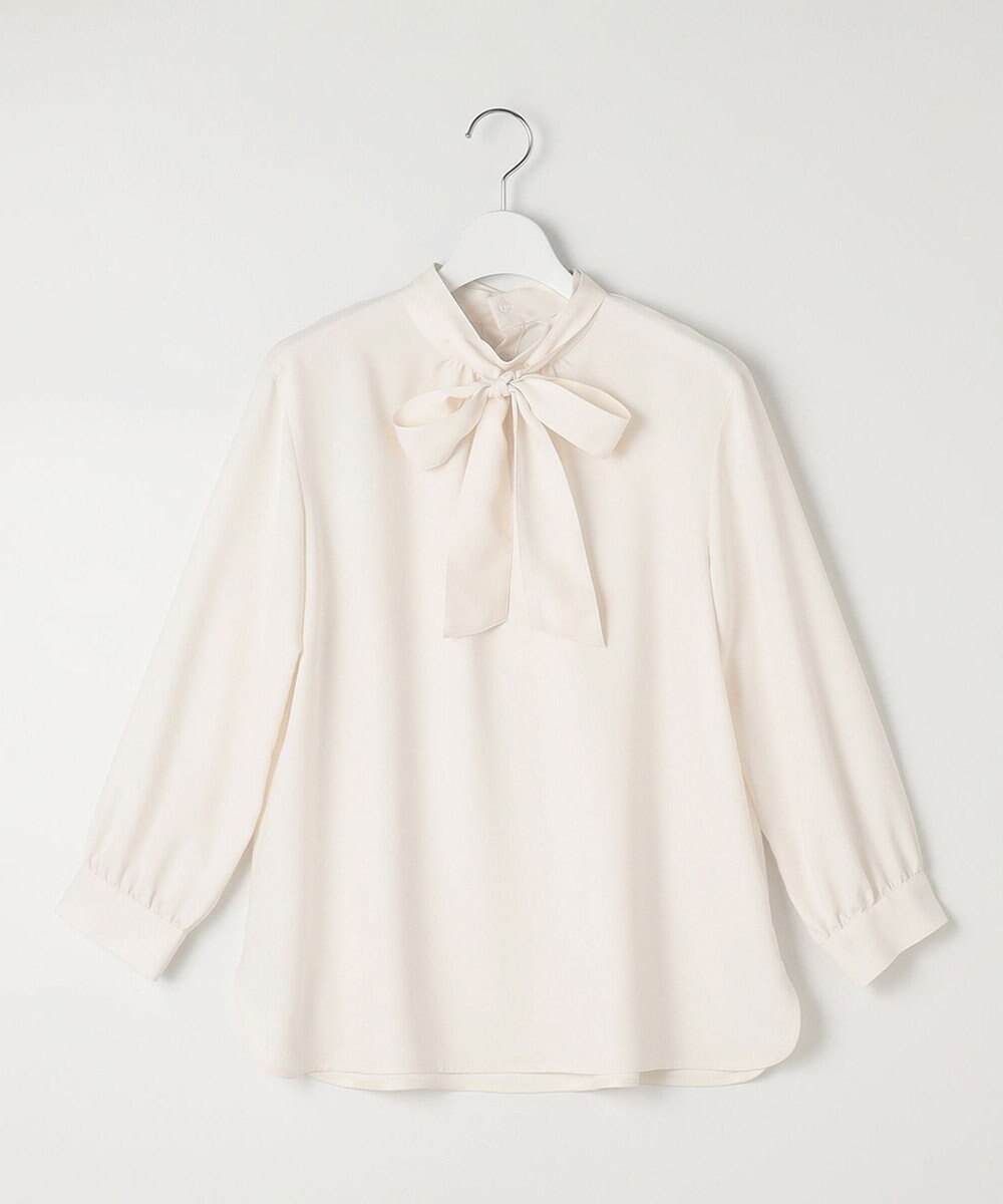 J.PRESS LADIES L 【洗える】ヌーディスバックサテン ボウタイ ブラウス 