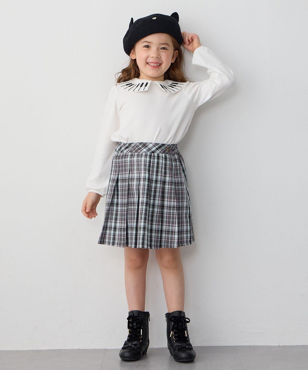 ANY KIDS ラメチェックプリーツスカパン 